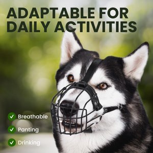 BRONZEDOG PVC & Wire Basket Dog Muzzle for Medium Large Dogs, Black, Size 3