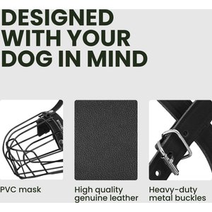 BRONZEDOG PVC & Wire Basket Dog Muzzle for Medium Large Dogs, Black, Size 3