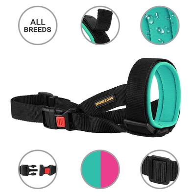 Show full view: BRONZEDOG Soft Padded Nylon Dog Muzzle, Mint Green, Medium slide 2 of 7