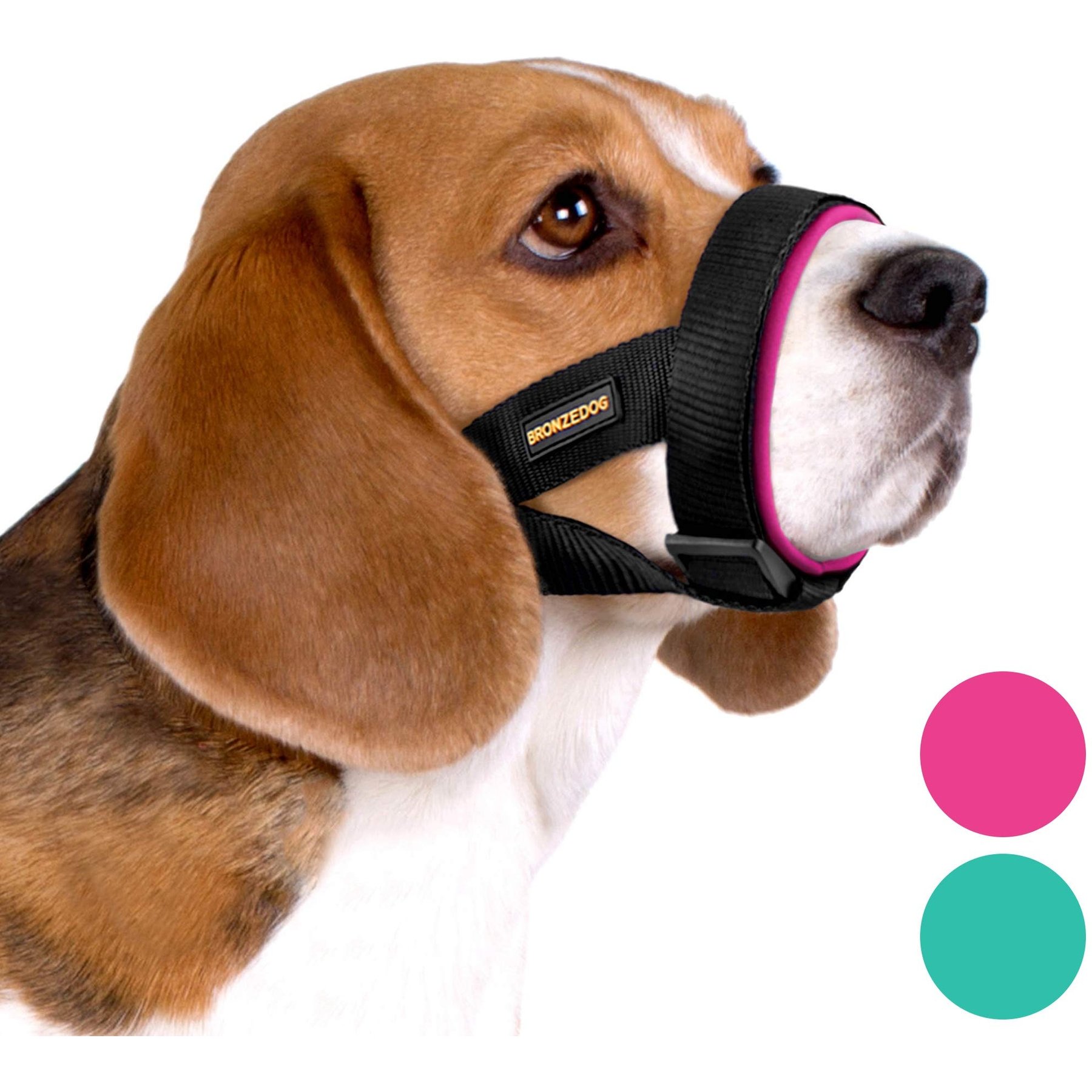 BRONZEDOG Soft Padded Nylon Dog Muzzle, Pink, Small