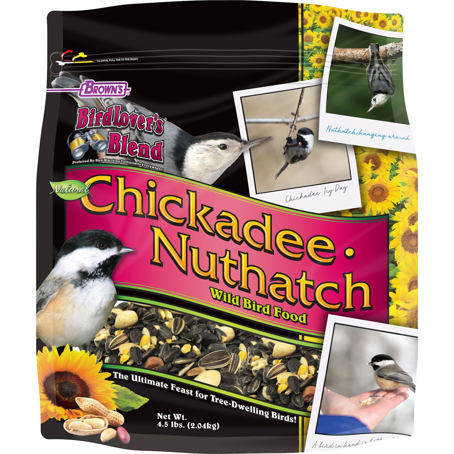 Brown's Bird Lover's Blend Chickadee Nuthatch Wild Bird Food, 4.5-lb