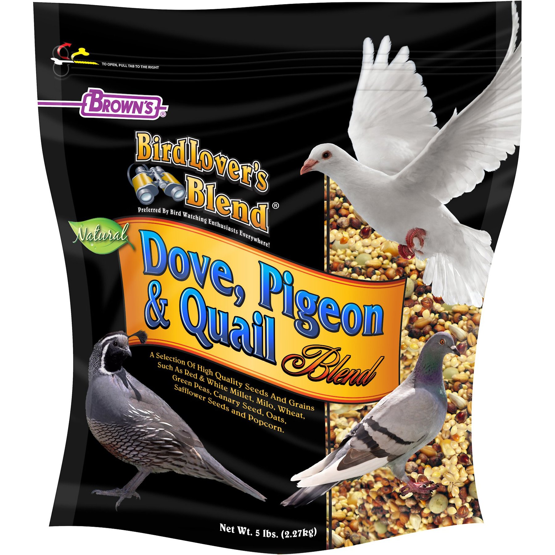 Brown's Bird Lover's Blend Dove, Pigeon & Quail Blend Bird Food, 5-lb