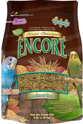 Show full view: Brown's Encore Classic Natural Parakeet Food, 4-lb bag slide 1 of 9