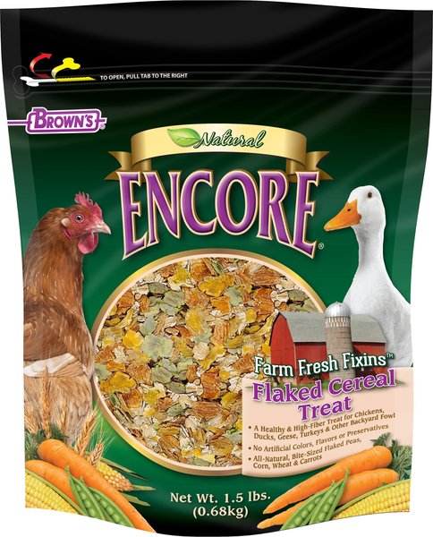 Show full view: Brown's Encore Natural Farm Fresh Fixins Flaked Cereal Bird Treats, 1.5-lb bag slide 1 of 6
