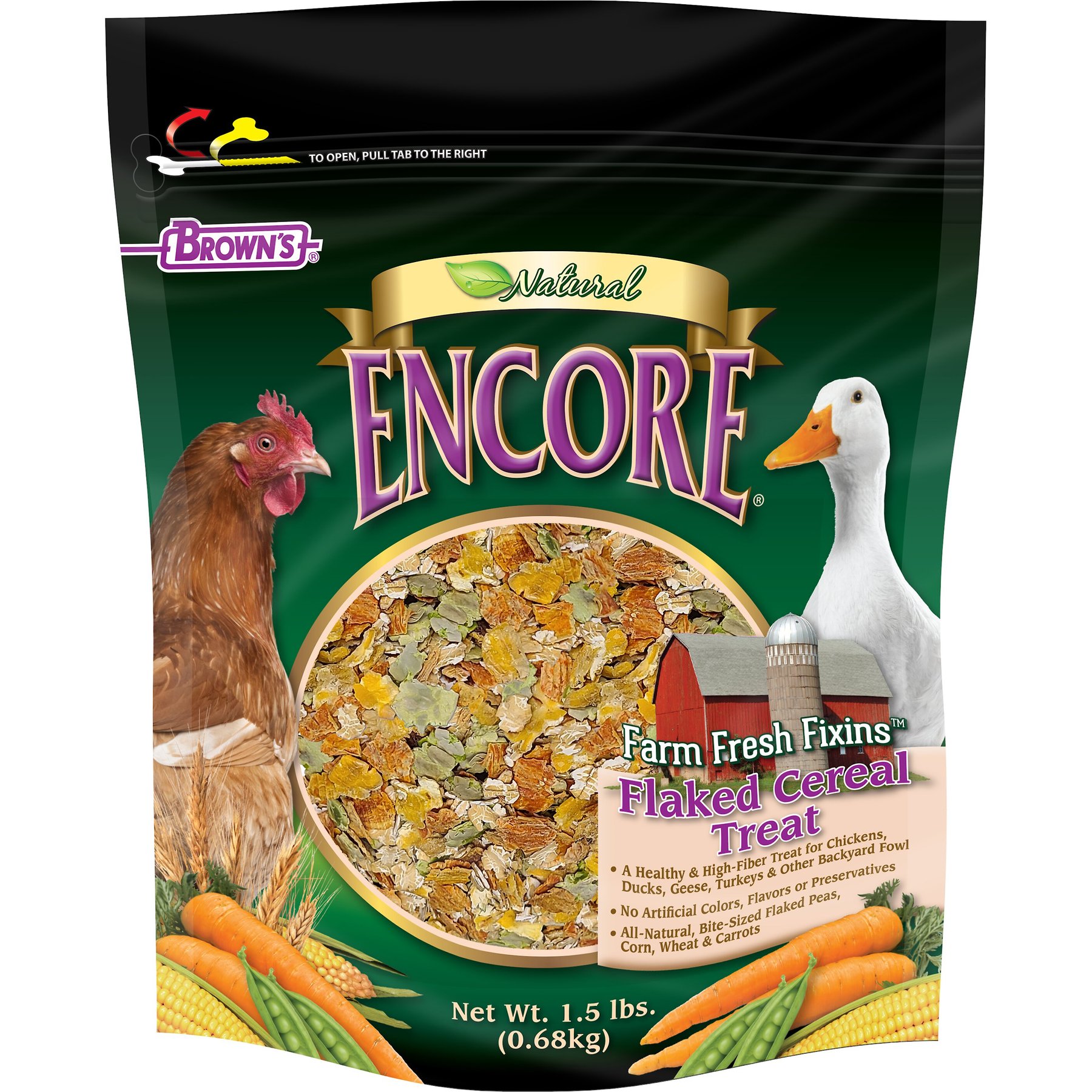 Brown's Encore Natural Farm Fresh Fixins Flaked Cereal Bird Treats, 1.5-lb bag