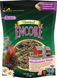 Brown's Encore Natural Farm Fresh Fixins Flowers, Herbs & Mealworms Bird Treats, 5-oz bag