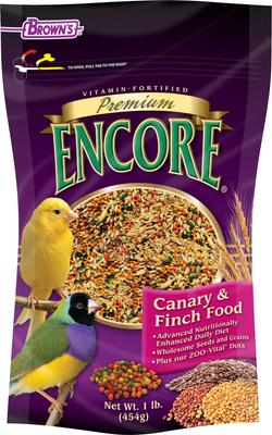 Show full view: Brown's Encore Premium Canary & Finch Bird Food, 1-lb bag slide 1 of 6
