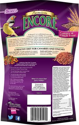 Show full view: Brown's Encore Premium Canary & Finch Bird Food, 1-lb bag slide 2 of 6