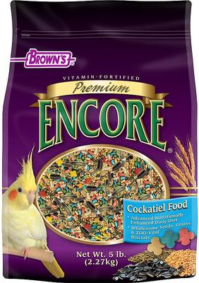 Show full view: Brown's Encore Premium Cockatiel Food, 5-lb bag slide 1 of 8