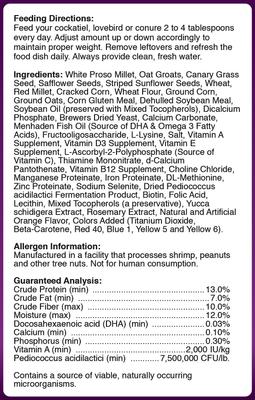 Show full view: Brown's Encore Premium Cockatiel Food, 5-lb bag slide 5 of 8