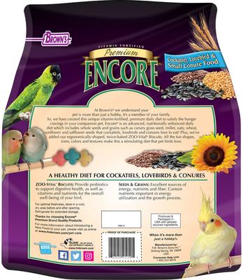 Show full view: Brown's Encore Premium Cockatiel Food, 8-lb bag slide 2 of 8