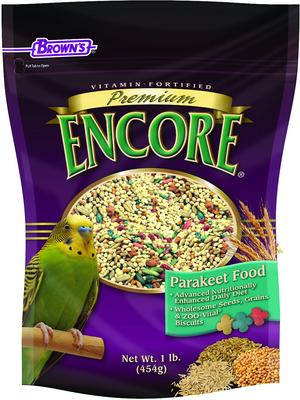 Show full view: Brown's Encore Premium Parakeet Food, 1-lb bag slide 1 of 7