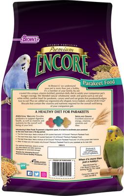 Show full view: Brown's Encore Premium Parakeet Food, 5-lb bag slide 2 of 5