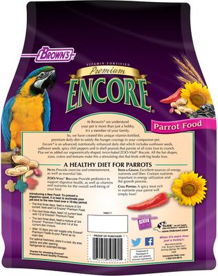 Show full view: Brown's Encore Premium Parrot Food, 4-lb bag slide 2 of 8