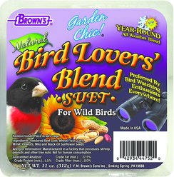 Brown's Garden Chic! Bird Lovers' Blend Suet Cake Wild Bird Food, 11-oz tray, case of 8