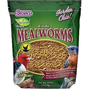 Brown's Garden Chic! Dried Mealworms for Wild Birds, 14-oz bag