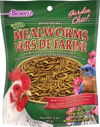 Brown's Garden Chic! Dried Mealworms for Wild Birds, 3-oz bag, case of 6
