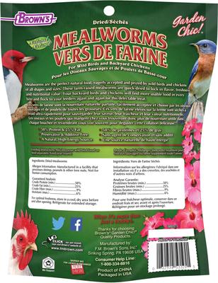 Show full view: Brown's Garden Chic! Dried Mealworms for Wild Birds, 3-oz bag slide 2 of 6