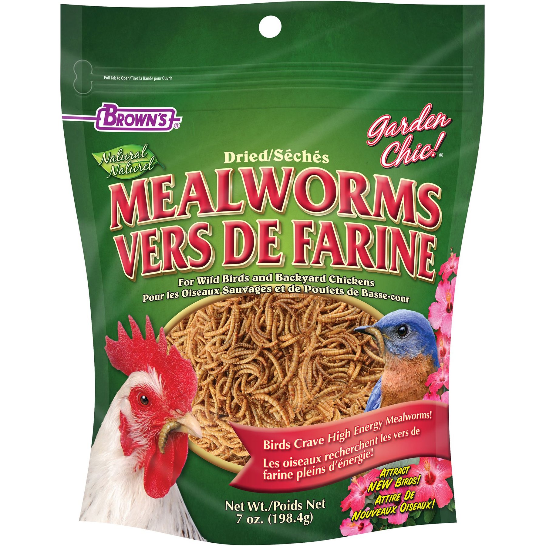 Brown's Garden Chic! Dried Mealworms for Wild Birds, 7-oz bag