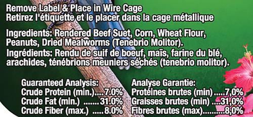 Show full view: Brown's Garden Chic! Hi-Energy Plus Suet with Mealworms Wild Bird Food, 11.5-oz tray, case of 8 slide 2 of 2