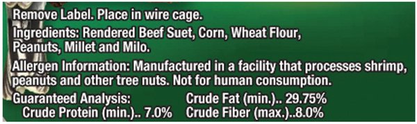 Show full view: Brown's Garden Chic! High Energy Suet Wild Bird Food, 11.75-oz tray slide 4 of 6