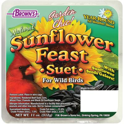 Show full view: Brown's Garden Chic! Sunflower Feast Suet Cake Wild Bird Food, 11-oz tray slide 1 of 6