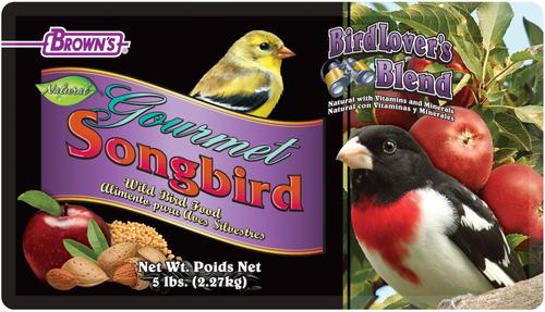 Show full view: Brown's Gourmet Songbird with Almonds & Apples Wild Bird Food, 5-lb bag slide 3 of 6