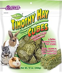 Brown's Natural Timothy Hay Cubes Chinchilla, Guinea Pig & Rabbit Food, 10-oz
