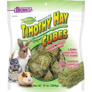 Brown's Natural Timothy Hay Cubes Chinchilla, Guinea Pig & Rabbit Food, 10-oz