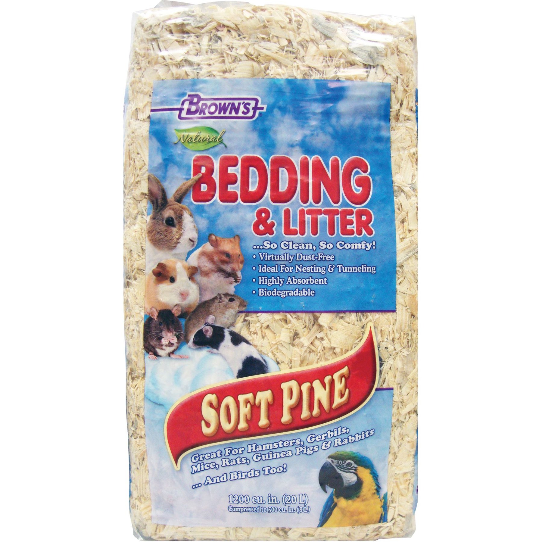 Brown's Naturally Fresh! Soft Pine Bird & Small Animal Bedding, 20-L