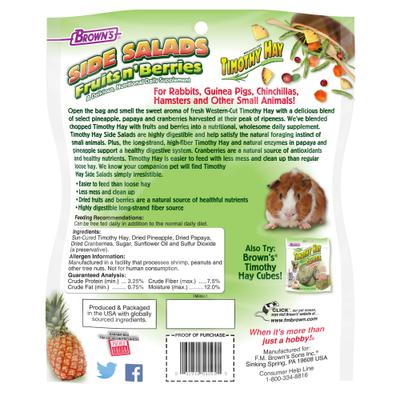 Show full view: Brown's Timothy Hay Side Salads Fruits n' Berries Small Animal Food, 8-oz slide 2 of 6