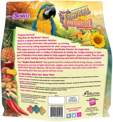 Show full view: Brown's Tropical Carnival Big Bites with ZOO-Vital Biscuits Macaw Food, 5-lb bag slide 2 of 9