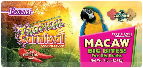 Show full view: Brown's Tropical Carnival Big Bites with ZOO-Vital Biscuits Macaw Food, 5-lb bag slide 5 of 9