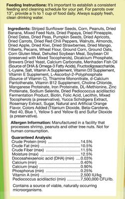 Show full view: Brown's Tropical Carnival Big Bites with ZOO-Vital Biscuits Macaw Food, 5-lb bag slide 6 of 9