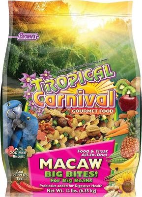 Show full view: Brown's Tropical Carnival Big Bites with ZOO-Vital Biscuits Macaw Food + Super Bird Creations 4 Way Play Toy slide 2 of 6
