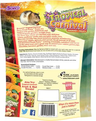 Show full view: Brown's Tropical Carnival Farm Fresh Fixins Small Animal Treats, 10-oz bag slide 2 of 6