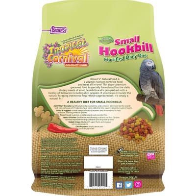 Show full view: Brown's Tropical Carnival Fortified Daily Diet Natural Small Hookbill Food, 3.5-lb bag slide 2 of 8