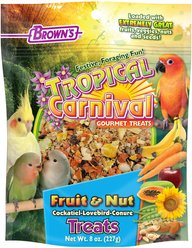 Brown's Tropical Carnival Fruit & Nut Cockatiel Bird Treats, 8-oz bag