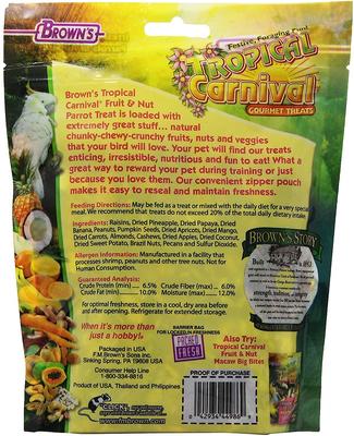 Show full view: Brown's Tropical Carnival Fruit & Nut Parrot Bird Treats, 12-oz bag slide 2 of 6