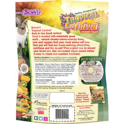 Show full view: Brown's Tropical Carnival Fruit & Nut Small Animal Treats, 8-oz bag slide 2 of 6