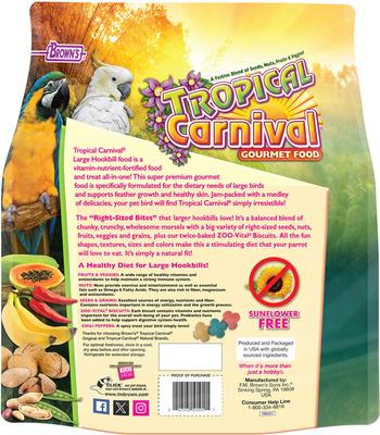Show full view: Brown's Tropical Carnival Gourmet Large Hookbill Food, 5-lb bag slide 2 of 9