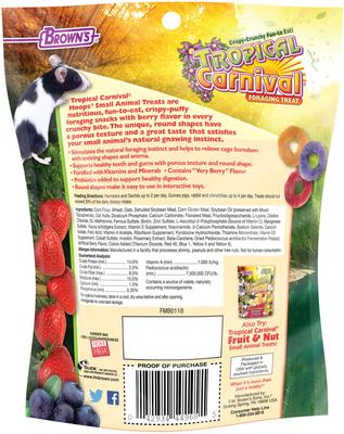 Show full view: Brown's Tropical Carnival Hoops Strawberry Flavor Small Animal Treats, 3-oz bag slide 2 of 6