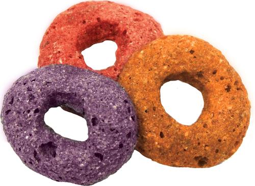 Show full view: Brown's Tropical Carnival Hoops Strawberry Flavor Small Animal Treats, 3-oz bag slide 5 of 6