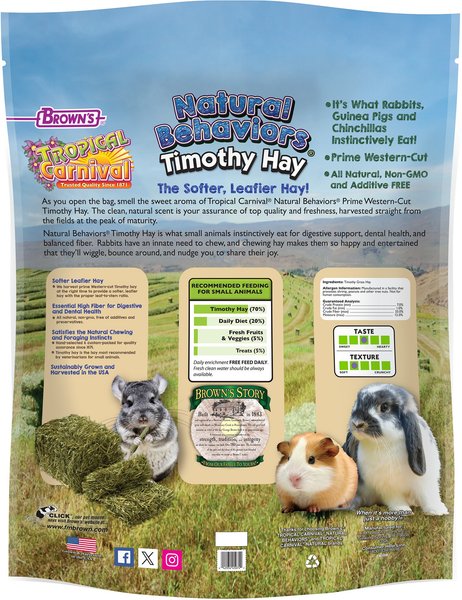 Brown's Tropical Carnival Natural Behaviors Timothy Hay Small Animal Food, 240-oz bag