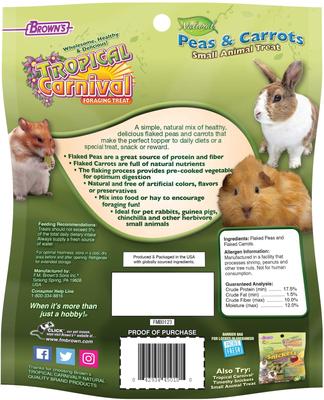 Show full view: Brown's Tropical Carnival Natural Peas & Carrots Small Pet Treats, 3.5-oz bag slide 2 of 4