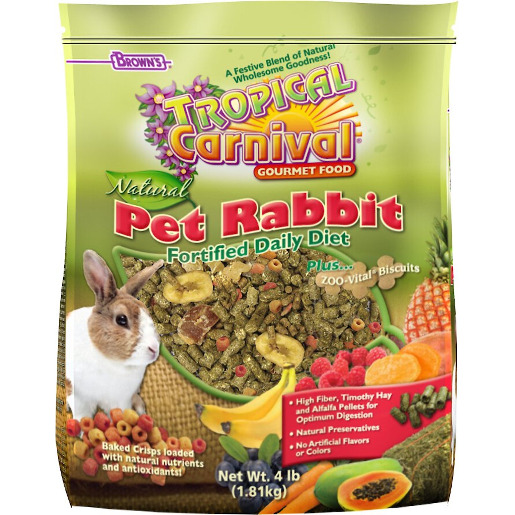 BROWN'S Tropical Carnival Natural Rabbit Food, 4-lb bag