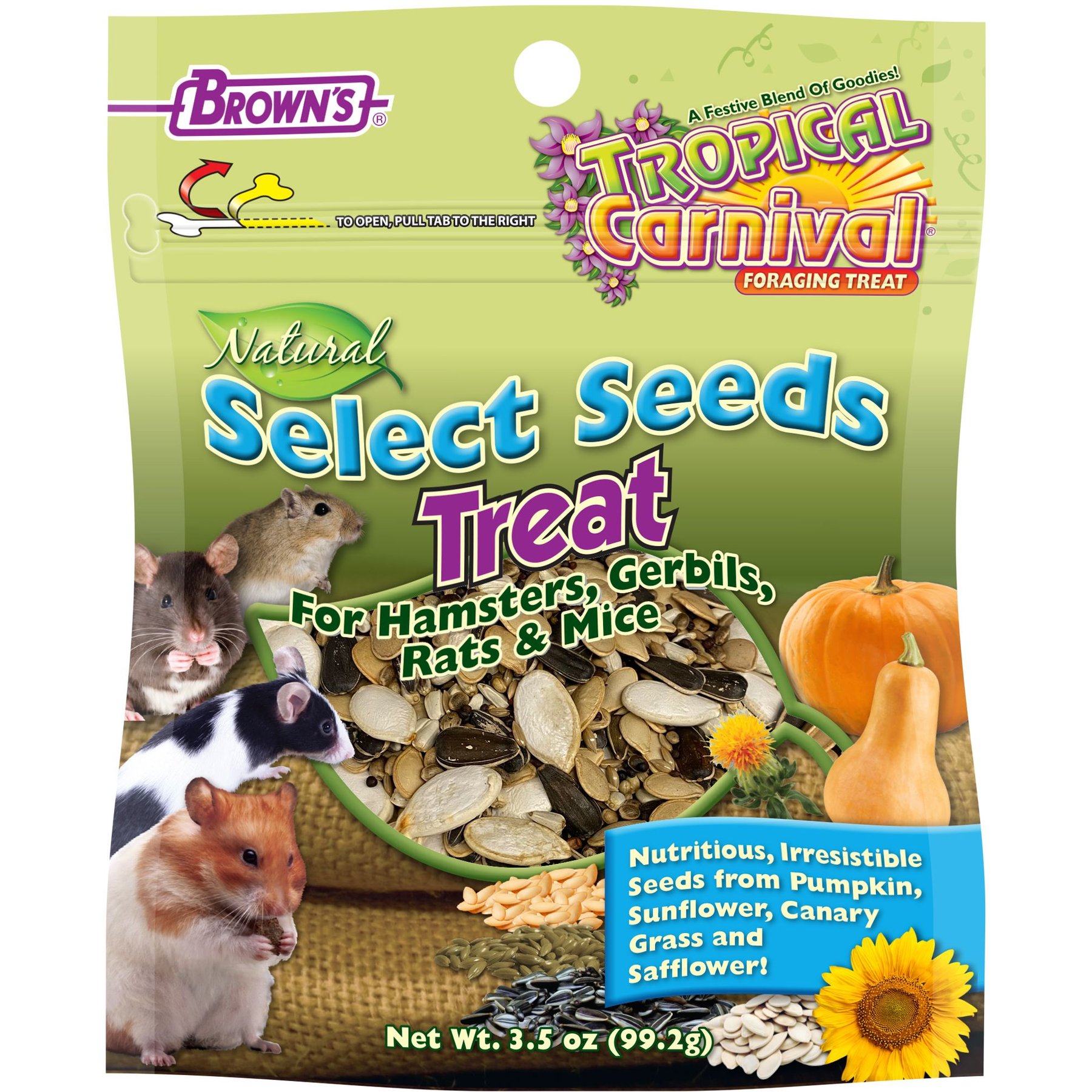 Brown's Tropical Carnival Natural Select Seeds Small Animal Treats, 3.5-oz bag