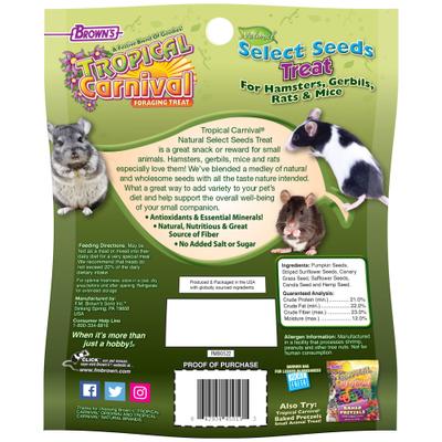 Show full view: Brown's Tropical Carnival Natural Select Seeds Small Animal Treats, 3.5-oz bag slide 2 of 7