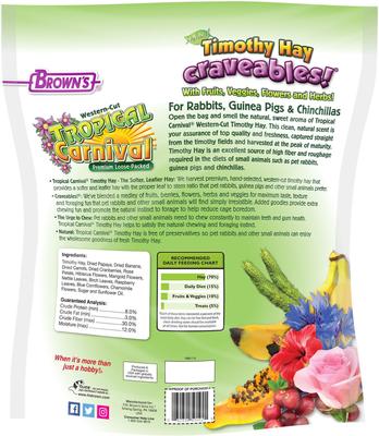 Show full view: Brown's Tropical Carnival Natural Timothy Hay Craveables! Small Animal Food, 24-oz bag slide 2 of 7