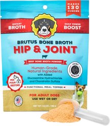 Brutus Broth Hip & Joint Beef Bone Broth Powder with Glucosamine Dog Food Topper, 3.5-oz pouch